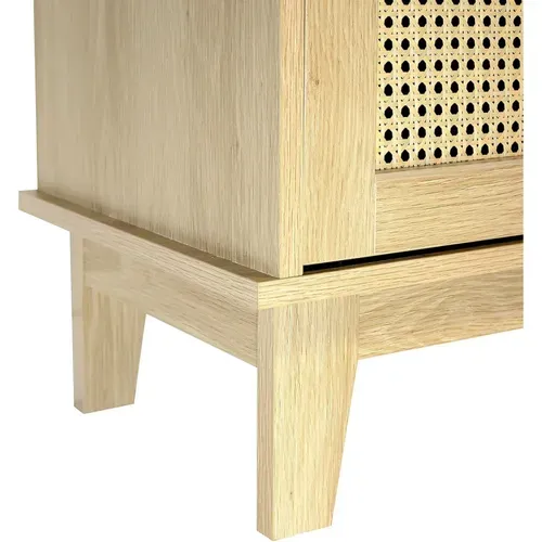 Buffet Avec 3 Portes Cannage Bois Naturel 120 X 40 X 71 Cm