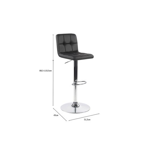 Lot De 2 Tabourets De Bar En Simili Noir 45 X 51 X 88 Cm