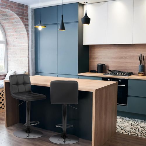 Lot De 2 Tabourets De Bar En Simili Noir 45 X 51 X 88 Cm