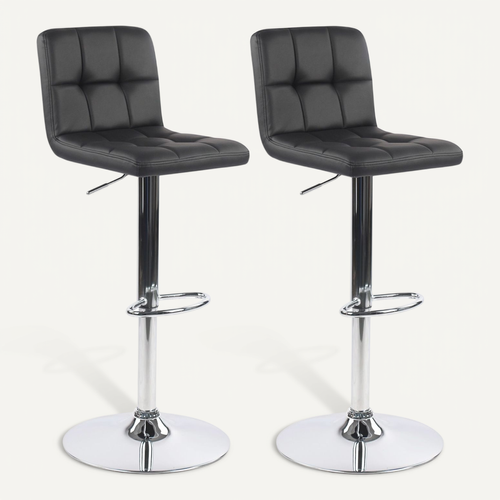 Lot De 2 Tabourets De Bar En Simili Noir 45 X 51 X 88 Cm