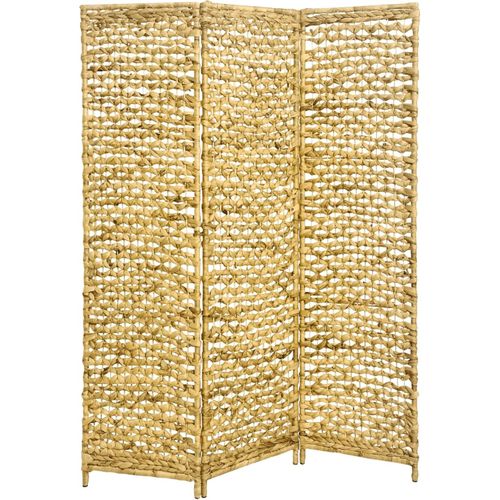 Paravent D'intérieur 3 Panneaux Jonc Mer Motif Fleur 117 X 160 Cm