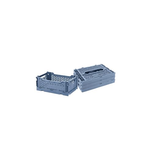 Lot 4 Caisses De Rangement Pliables Plastique Bleu 27 X 17 X 10,5 Cm