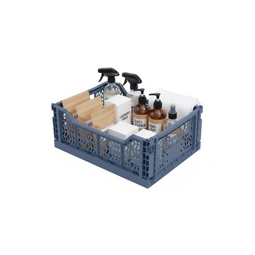 Lot 4 Caisses De Rangement Pliables Bleu, Terracotta 27 X 17 X 10,5 Cm