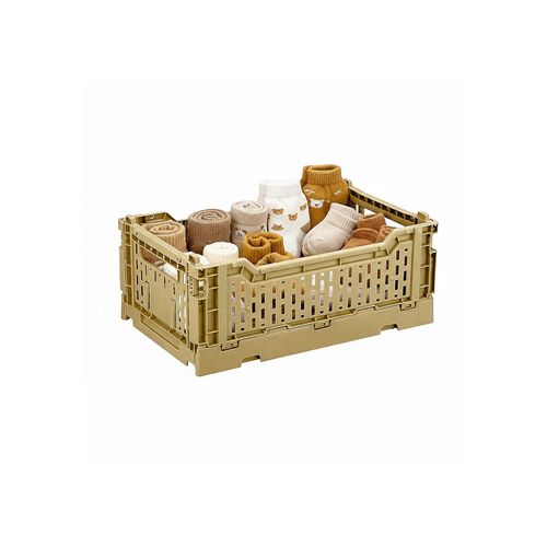 Lot 4 Caisses De Rangement Pliables Plastique Jaune 27 X 17 X 10,5 Cm