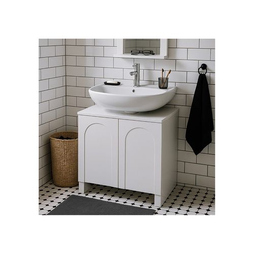 Meuble Sous Lavabo 2 Portes Bois Blanc 80 X 45 X 80 Cm
