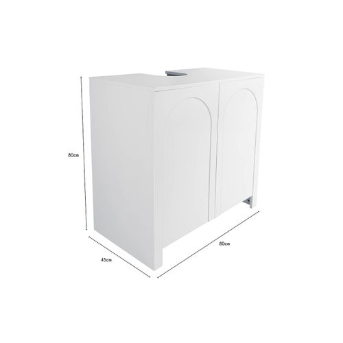 Meuble Sous Lavabo 2 Portes Bois Blanc 80 X 45 X 80 Cm