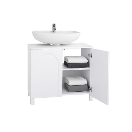 Meuble Sous Lavabo 2 Portes Bois Blanc 80 X 45 X 80 Cm