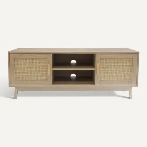 Meuble Télé En Bois Cannage 120 X 40 X 45 Cm