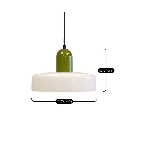 Suspension Yori En Verre Et Métal Vert Et Blanc D.25 Cm