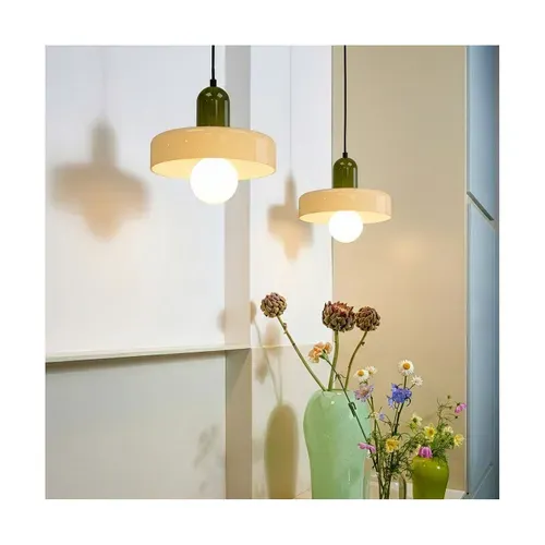 Suspension Yori En Verre Et Métal Vert Et Blanc D.25 Cm