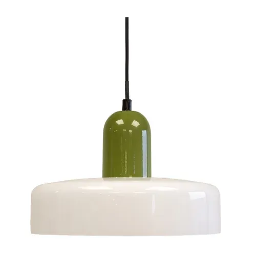 Suspension Yori En Verre Et Métal Vert Et Blanc D.25 Cm
