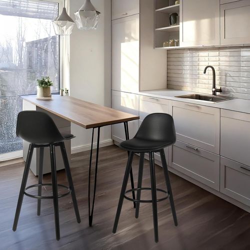 Lot De 4 Tabourets De Bar En Métal Et Plastique Noir 39,5 X 44 X 91 Cm
