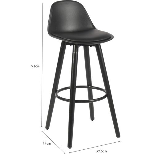Lot De 4 Tabourets De Bar En Métal Et Plastique Noir 39,5 X 44 X 91 Cm