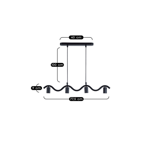 Suspension Wama 4 Lampes En Métal Noir