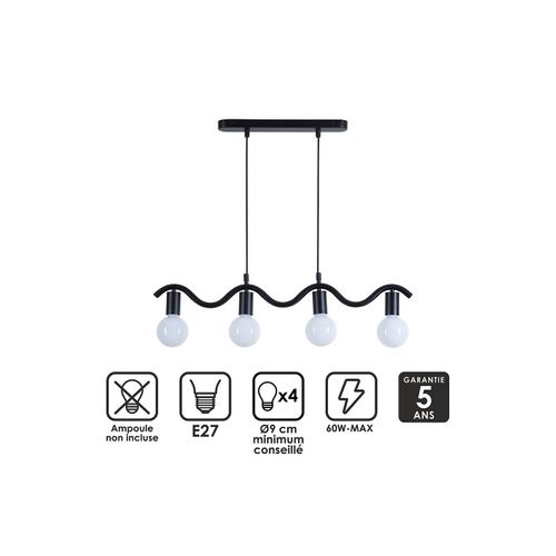 Suspension Wama 4 Lampes En Métal Noir