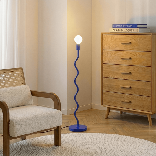 Lampe Sur Pied Wama En Métal Bleu