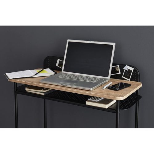 Bureau Avec 1 Étagère En Bois Naturel Et Métal Noir 80 X 37 X 86 Cm