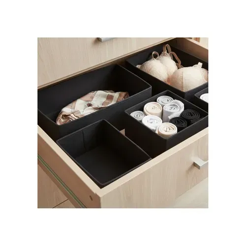 Lot De 5 Organisateurs De Tiroirs En Tissu Noir 44 X 25 X 11 Cm