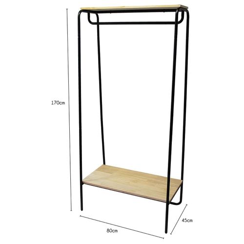 Portant à Vêtements étagère Métal Noir Et Bois 80 X 45 X 170 Cm