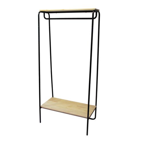 Portant à Vêtements étagère Métal Noir Et Bois 80 X 45 X 170 Cm