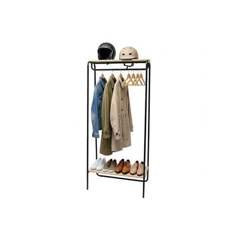Portant à Vêtements étagère Métal Noir Et Bois 80 X 45 X 170 Cm