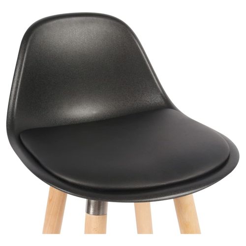 Lot De 2 Tabourets De Bar Noir Pieds Bois De Hêtre 39,5 X 44 X 91 Cm