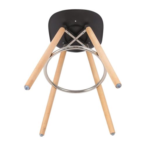 Lot De 2 Tabourets De Bar Noir Pieds Bois De Hêtre 39,5 X 44 X 91 Cm