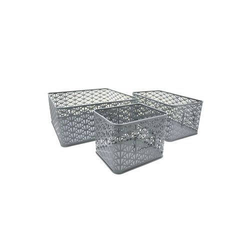 Lot De 3 Paniers De Rangement En Métal Vert Dimensions Variées