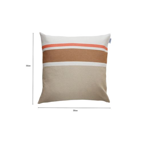 Coussin En Coton Recyclé Ivoire, Blanc, Ambre Et Corail 50 X 50 Cm