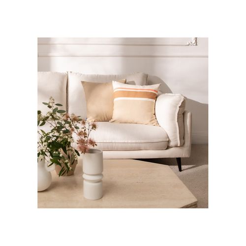 Coussin En Coton Recyclé Ivoire, Blanc, Ambre Et Corail 50 X 50 Cm