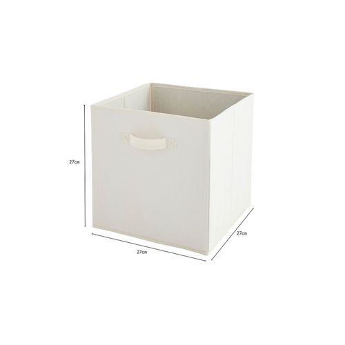 Lot De 6 Paniers Pliables En Tissu Blanc 27 X 27 X 27 Cm