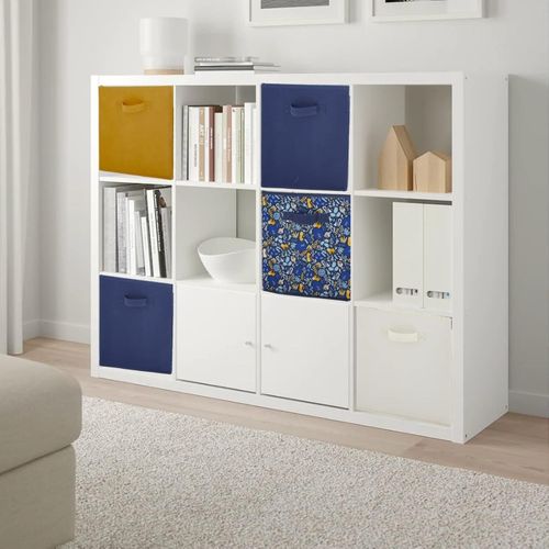 Lot De 6 Paniers Pliables En Tissu Blanc 27 X 27 X 27 Cm