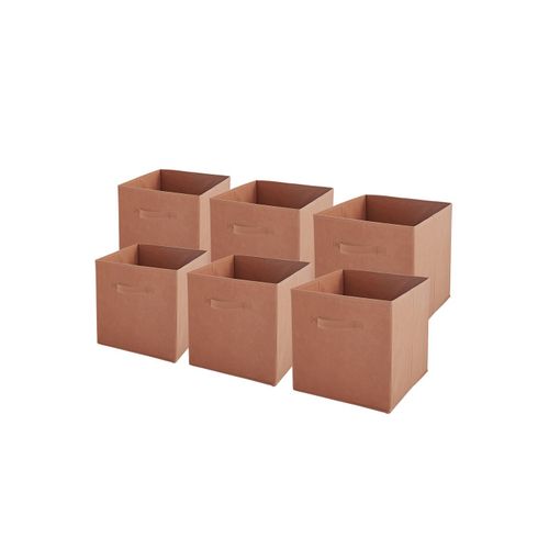 Lot De 6 Paniers Pliables En Tissu Terracotta 27 X 27 X 27 Cm