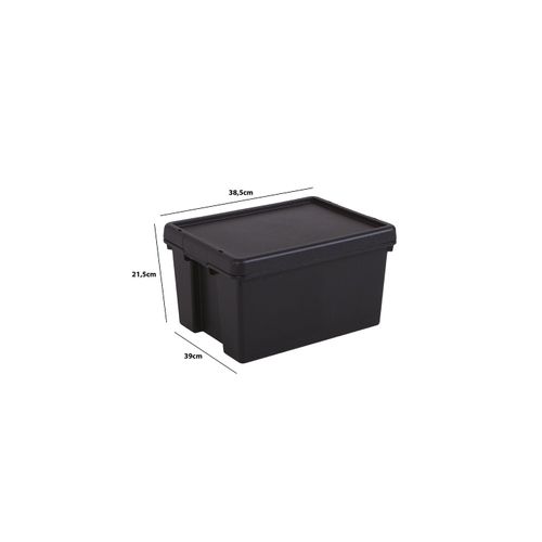 Boîte Stockage En Plastique Noir 29 X 38,5 X 21,5 Cm 16l