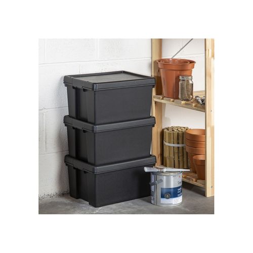 Boîte Stockage En Plastique Noir 29 X 38,5 X 21,5 Cm 16l