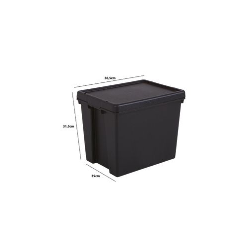 Boîte Stockage En Plastique Noir 29 X 38,5 X 31,5 Cm 24l