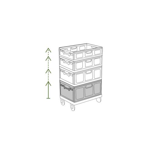 Lot 3 Bacs De Rangement Pliables En Plastique Noir 40 X 60 X 11,5 Cm
