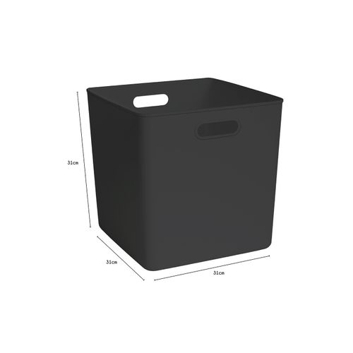 Lot 4 Bacs De Rangement En Plastique Noir 31 X 31 X 31 Cm