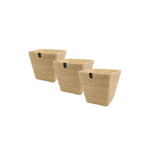 Lot De 3 Paniers De Rangement En Jonc De Mer Naturel 31 X 31 X 31 Cm