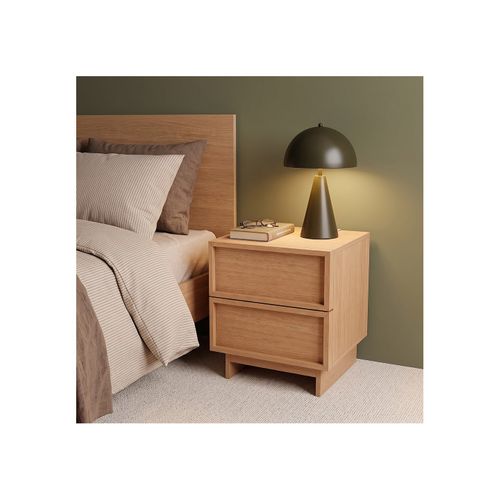 Table De Chevet Effet Bois Clair 2 Tiroirs 40 X 38,5 X 45 Cm
