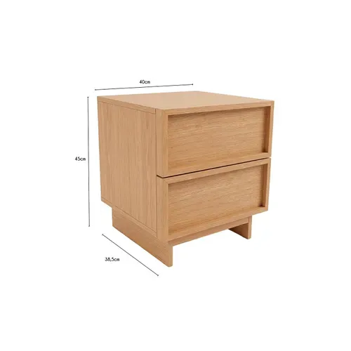 Table De Chevet Effet Bois Clair 2 Tiroirs 40 X 38,5 X 45 Cm
