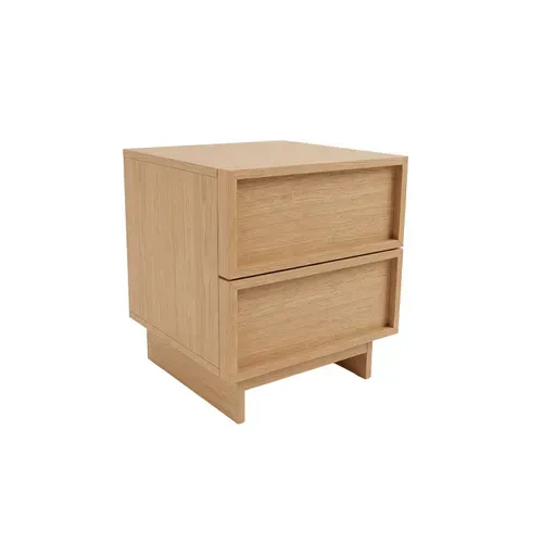 Table De Chevet Effet Bois Clair 2 Tiroirs 40 X 38,5 X 45 Cm