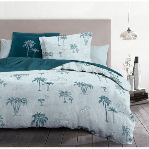 Tinghir Parure De Couette 100% Coton - Bleu - 220x240 Cm