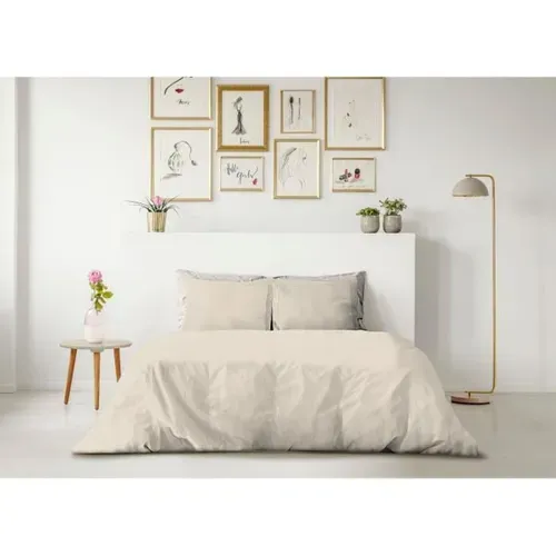 Parure De Couette 220x240 Cm 100% Coton – Beige Ivoire, 3 Pièces