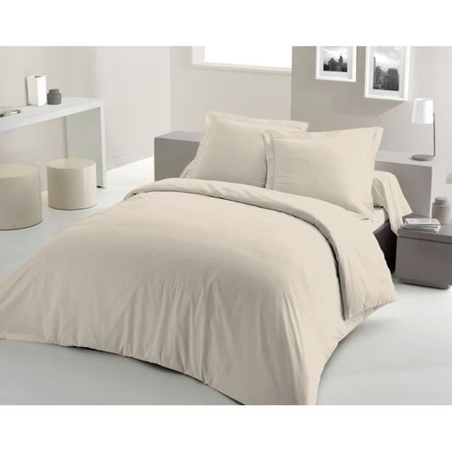Parure De Couette 220x240 Cm 100% Coton – Beige Ivoire, 3 Pièces
