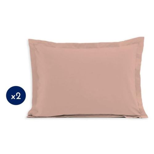 Lot De 2 Taies D'oreiller 50 X 70 Cm - Rose Poudré, 100% Coton