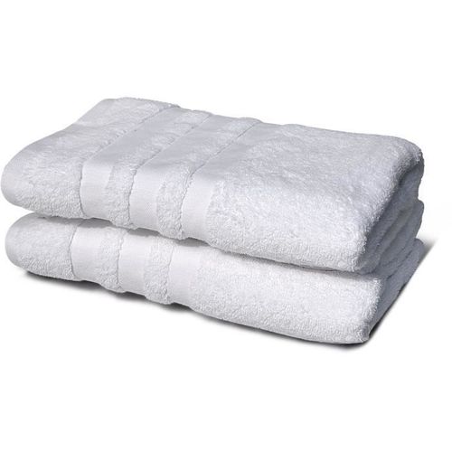 Lot De 2 Serviettes - 2 Draps De Douche 70 X 140 Cm - Blanc