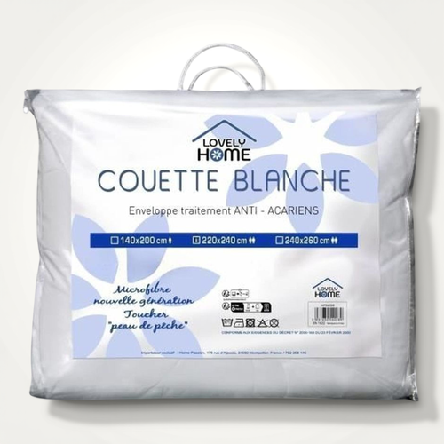 Couette Légère 140 X 200 Cm - 280 G/m² - Microfibre Anti-acariens