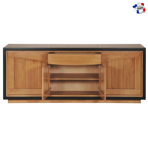 Buffet 4 Portes 225 Cm, En Merisier Massif Fumé