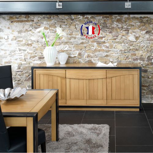 Buffet 4 Portes 225 Cm, En Merisier Massif Fumé